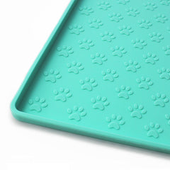 Ptlom silicone pet placemat closeup shows durable silicone and easy-clean surface for mess-free meals