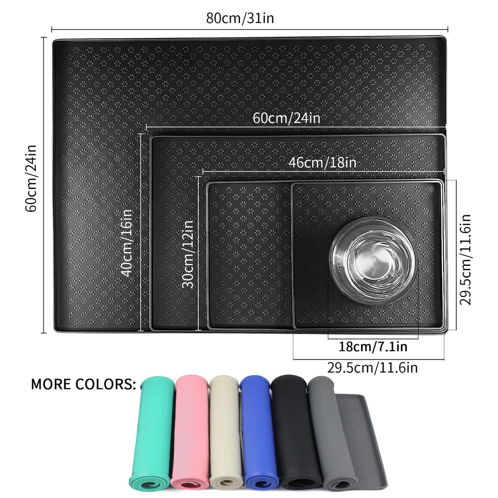 Ptlom silicone pet placemat size-coverage showing wide area for bowls