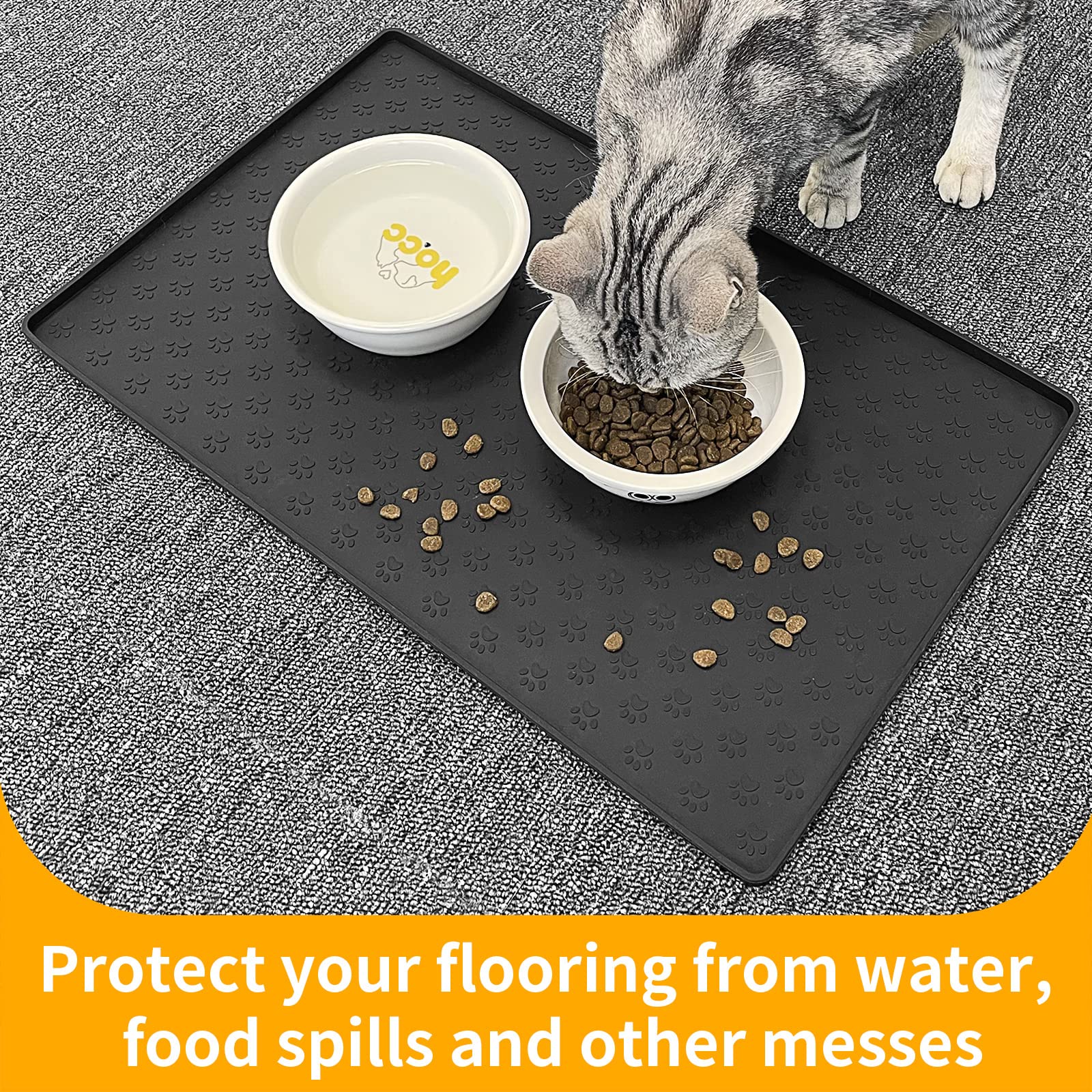 Ptlom silicone pet placemat floor-protection design guards floors from spills