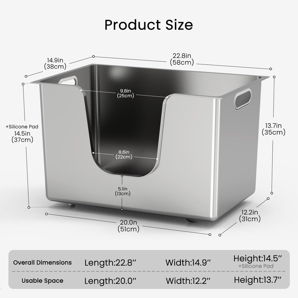Ptlom 13.8-inch high walls keep litter contained and reduce mess.