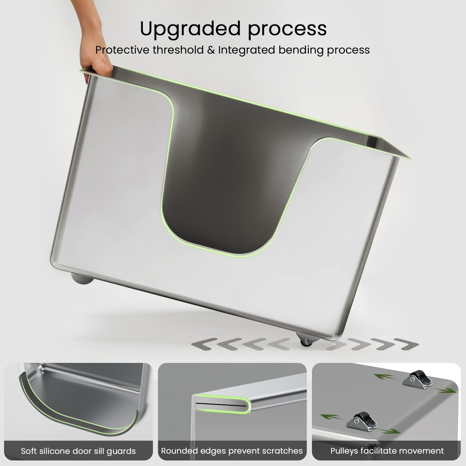 Ptlom anti-slip pads keep the box stable on slick floors.