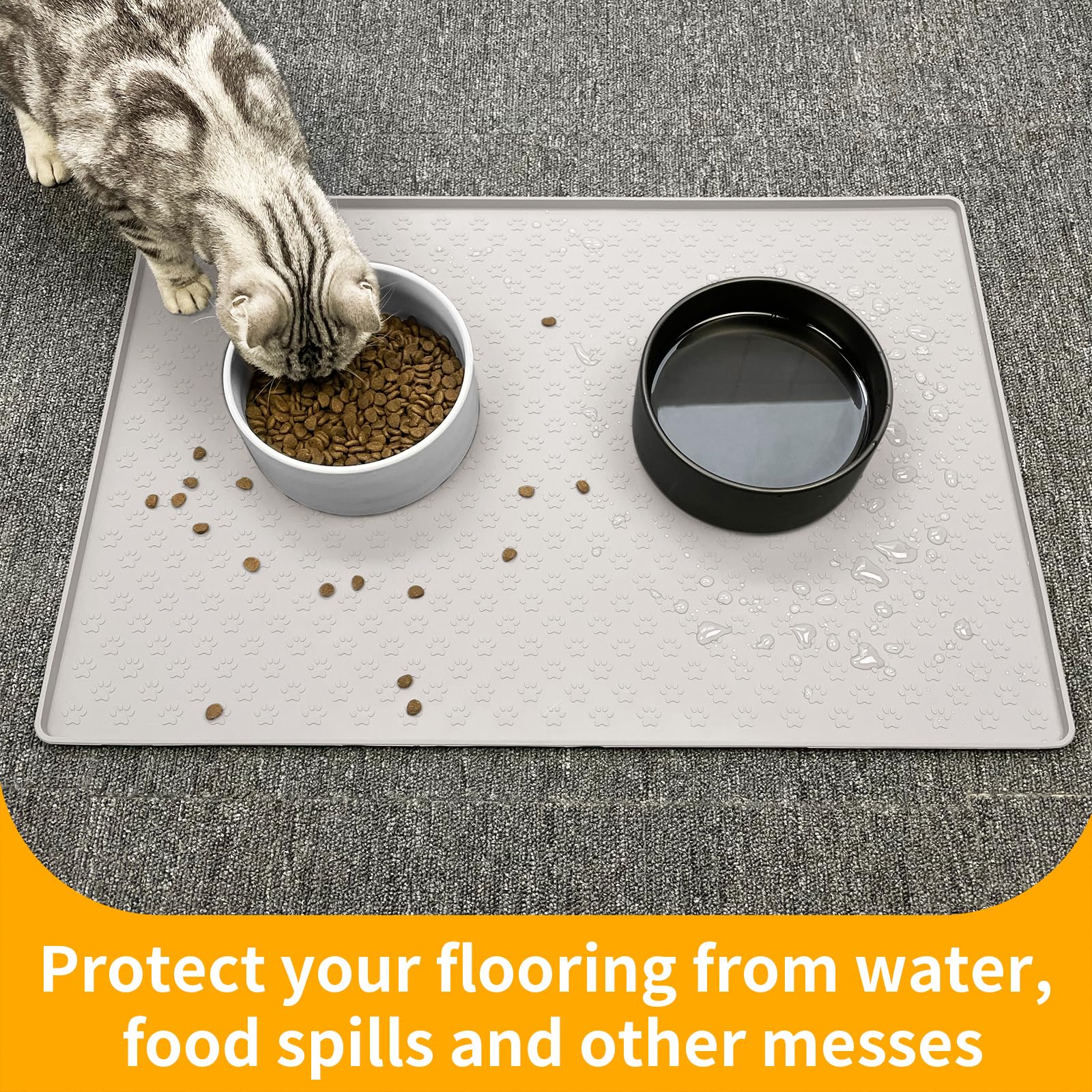 Ptlom placemat under bowls reduces clutter for feeding areas.