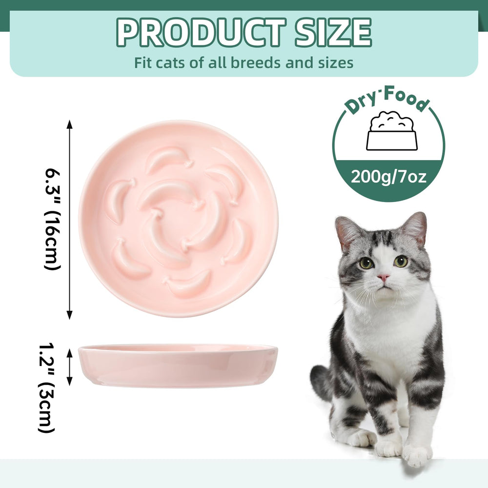 PTOBER cat slow-feeder bowl white-pink close-up of maze obstacles