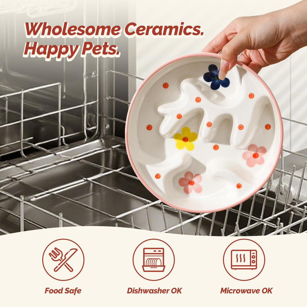 PTOBER Cherry bowl base closeup reveals heavy weight for stable mealtimes