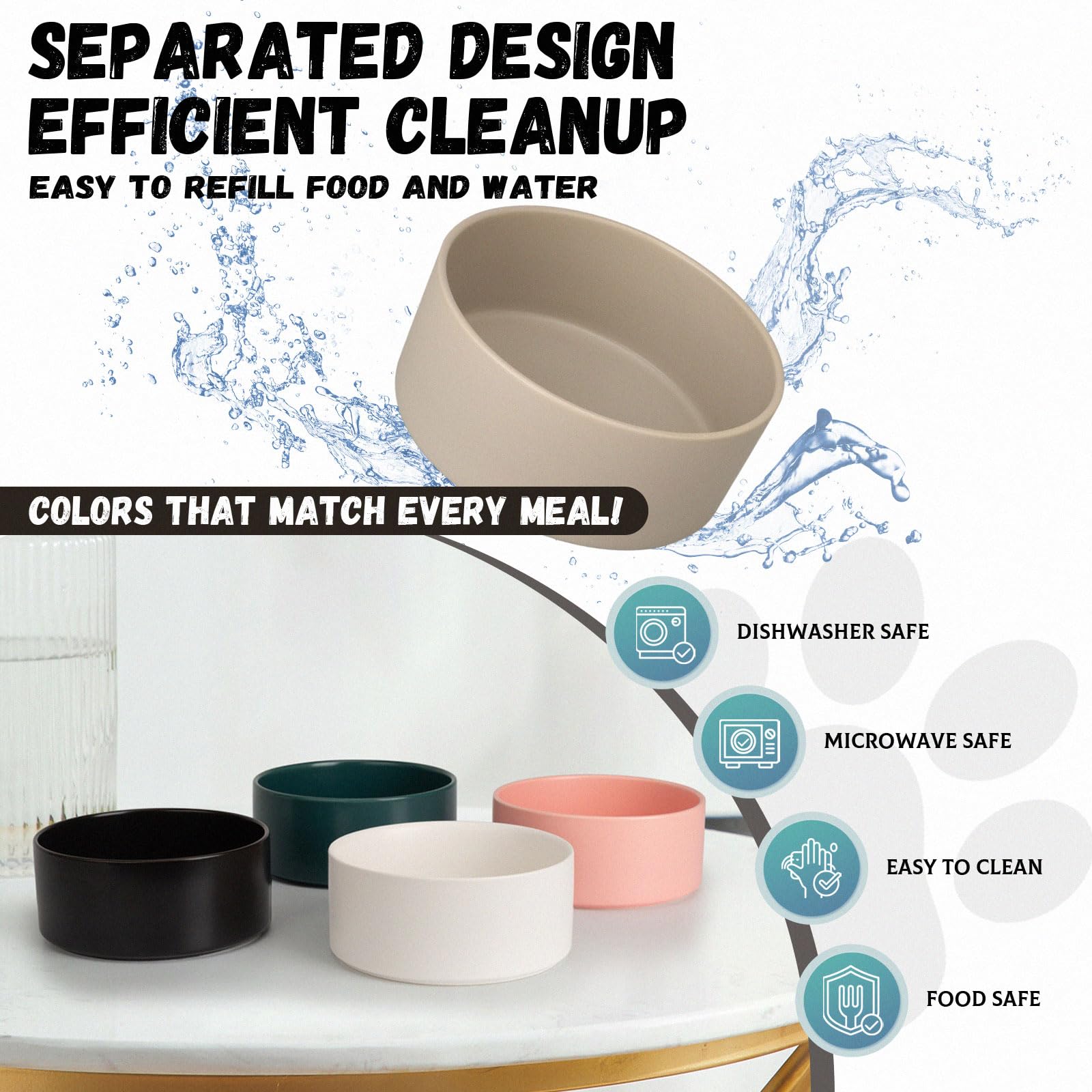 PTOBER dishwasher-safe ceramic bowl for easy cleaning