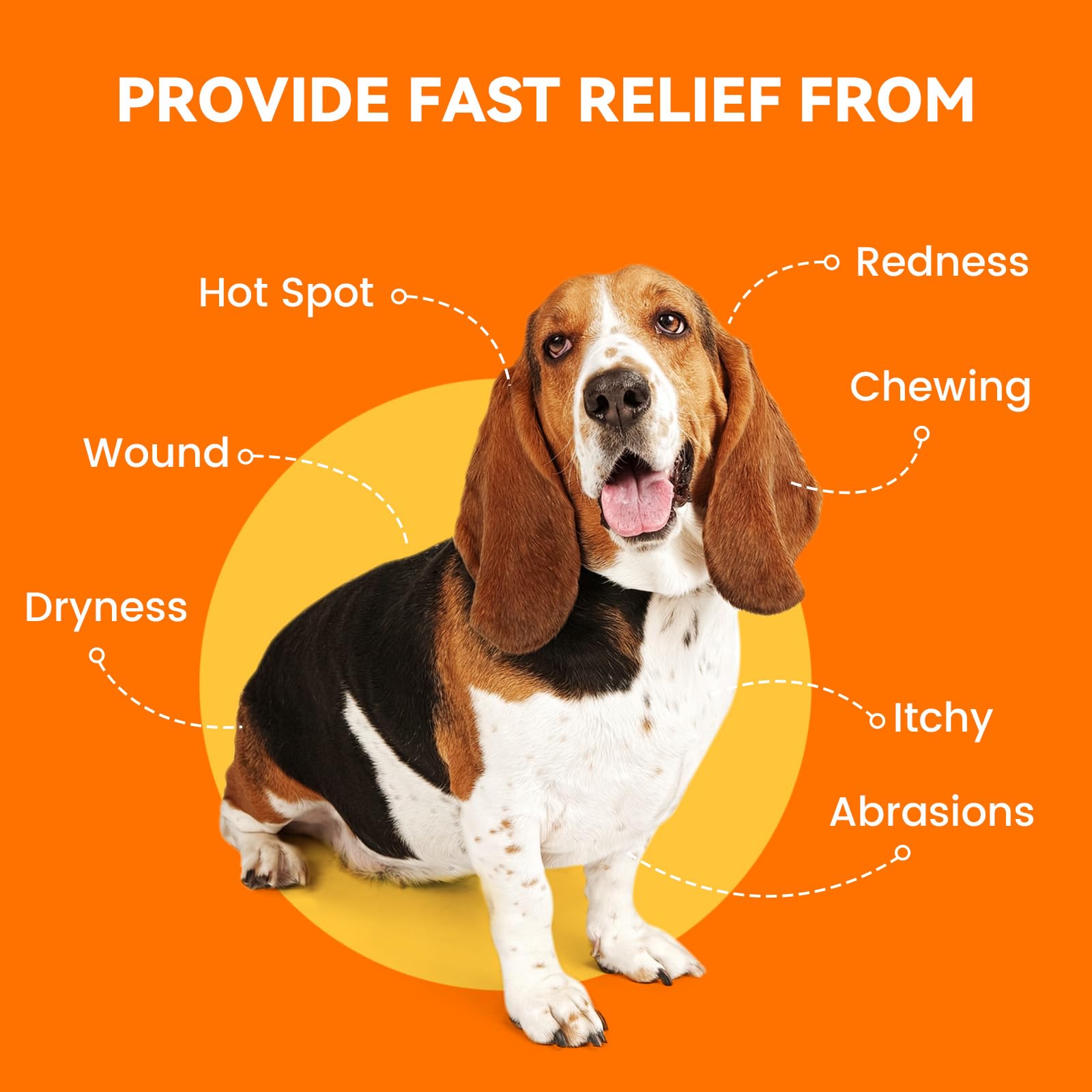 PUAINTA applying hot-spot spray on a dog's skin for relief.