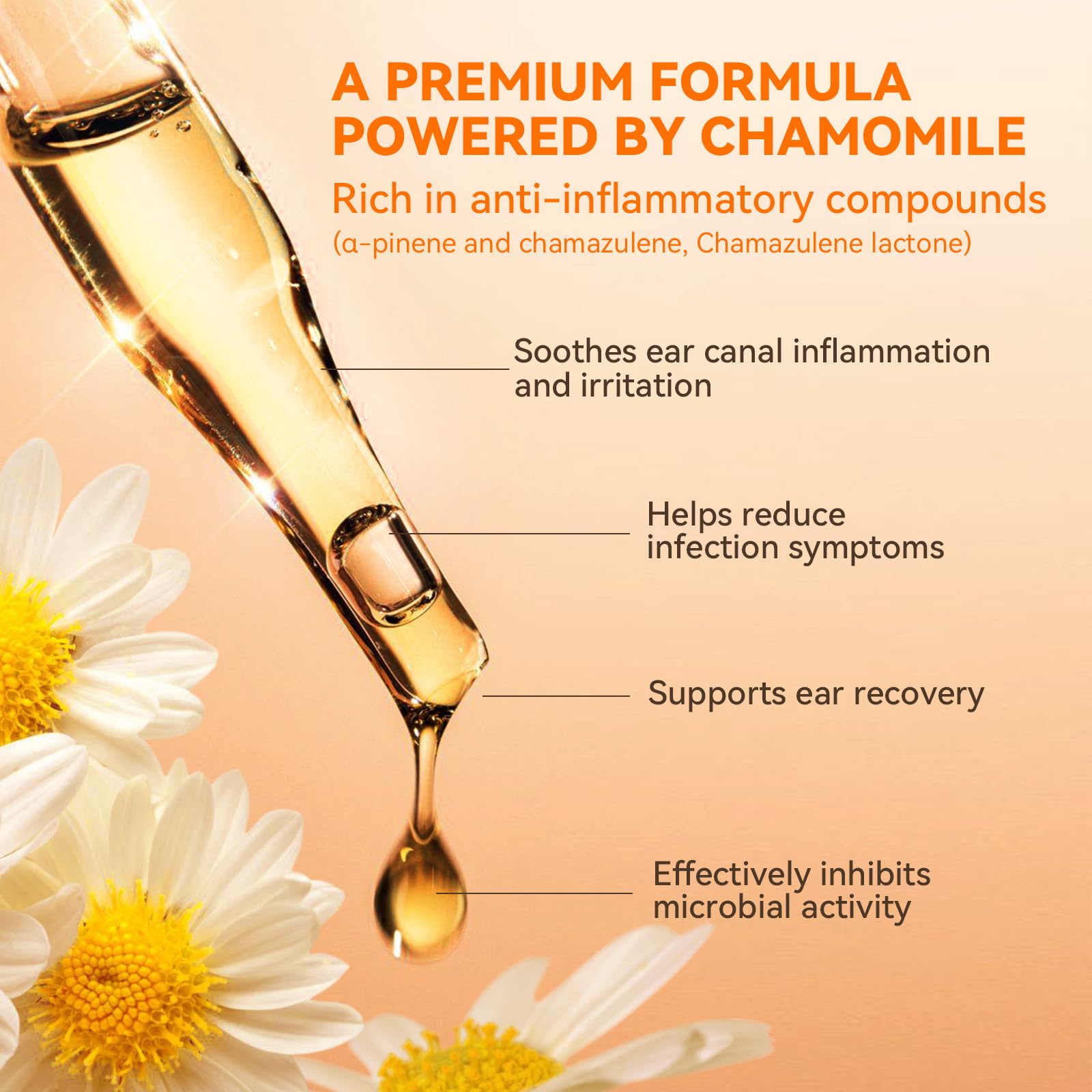 PUAINTA chamomile oil drops packaging showcasing calming ear irritation relief