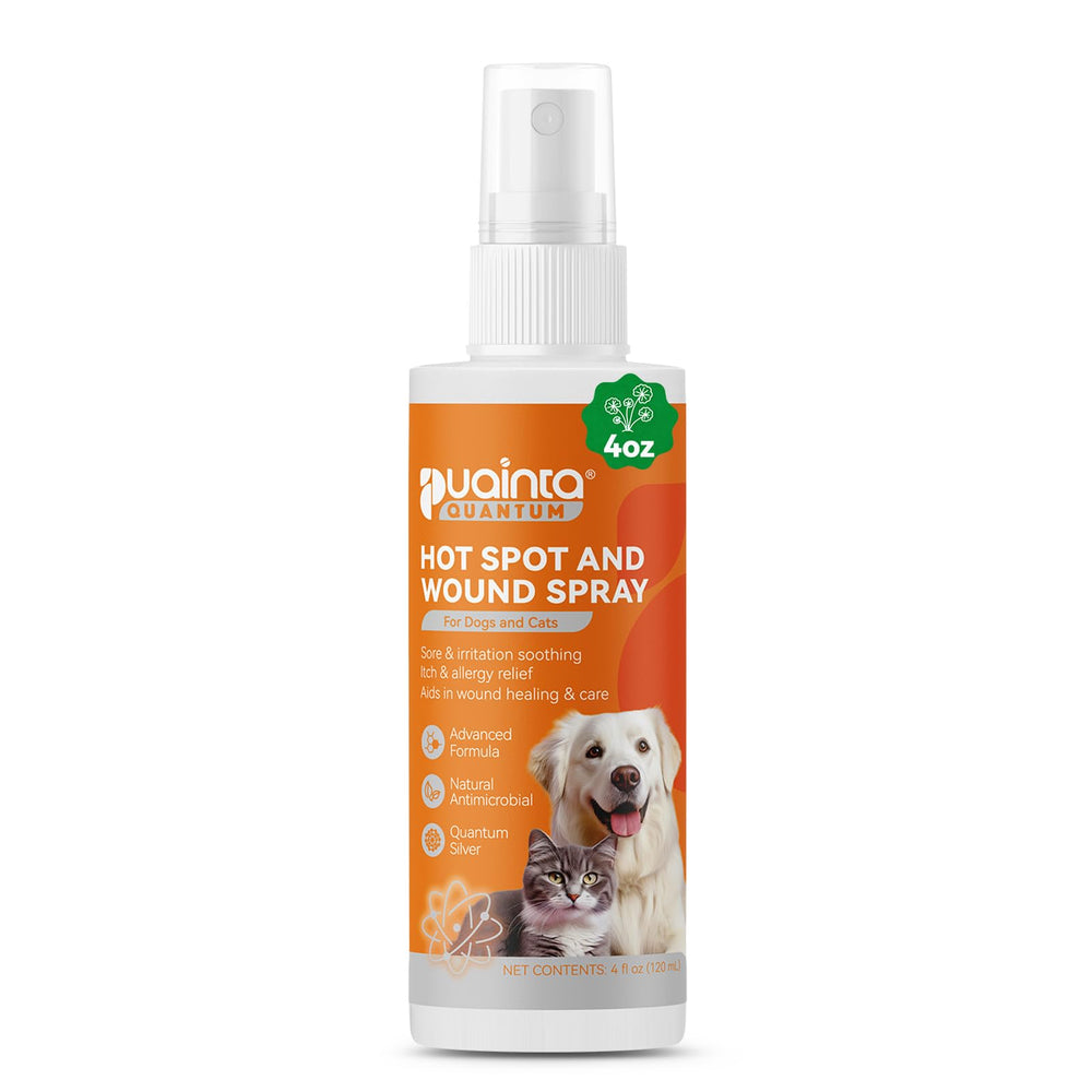 PUAINTA hot-spot-spray dog bottle close-up for fast itch relief.