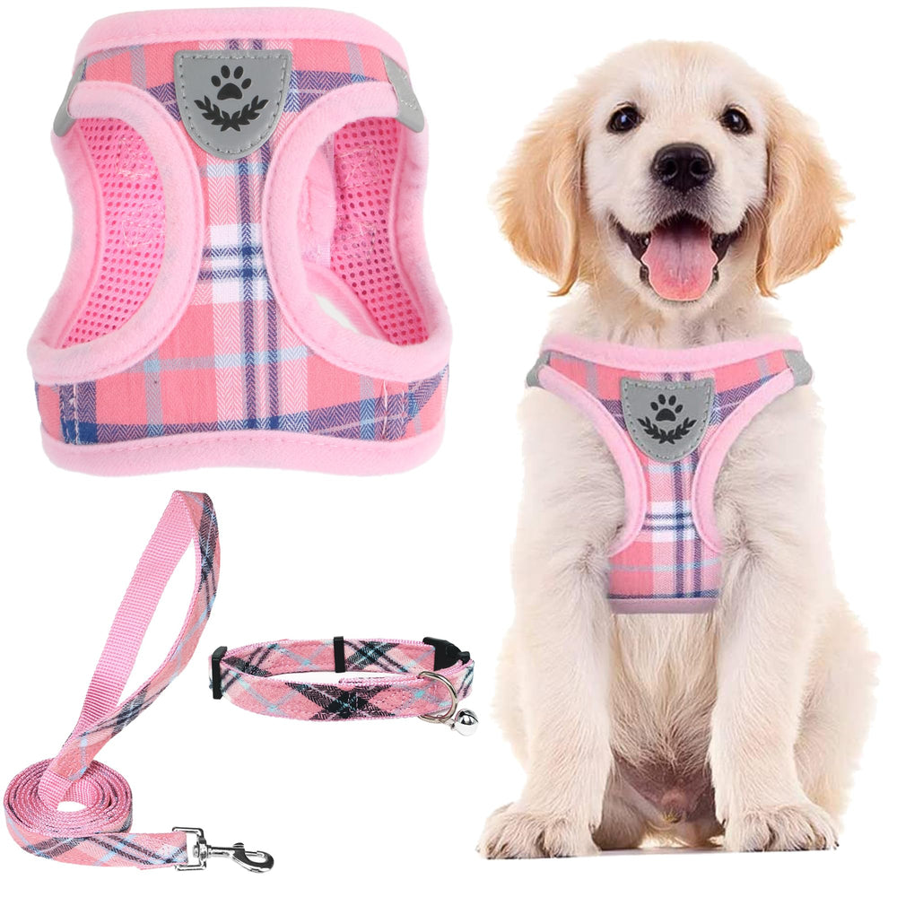 PUPTECK pink XL step-in harness close-up showing soft padding for comfort