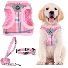 PUPTECK pink XL step-in harness close-up showing soft padding for comfort