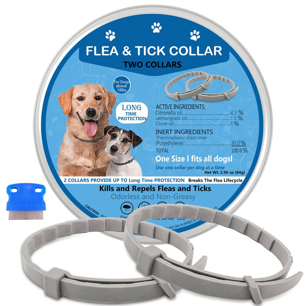 PUBAMALL flea-collar-dogs-pack-2: two collars offering 12-month protection for dogs.