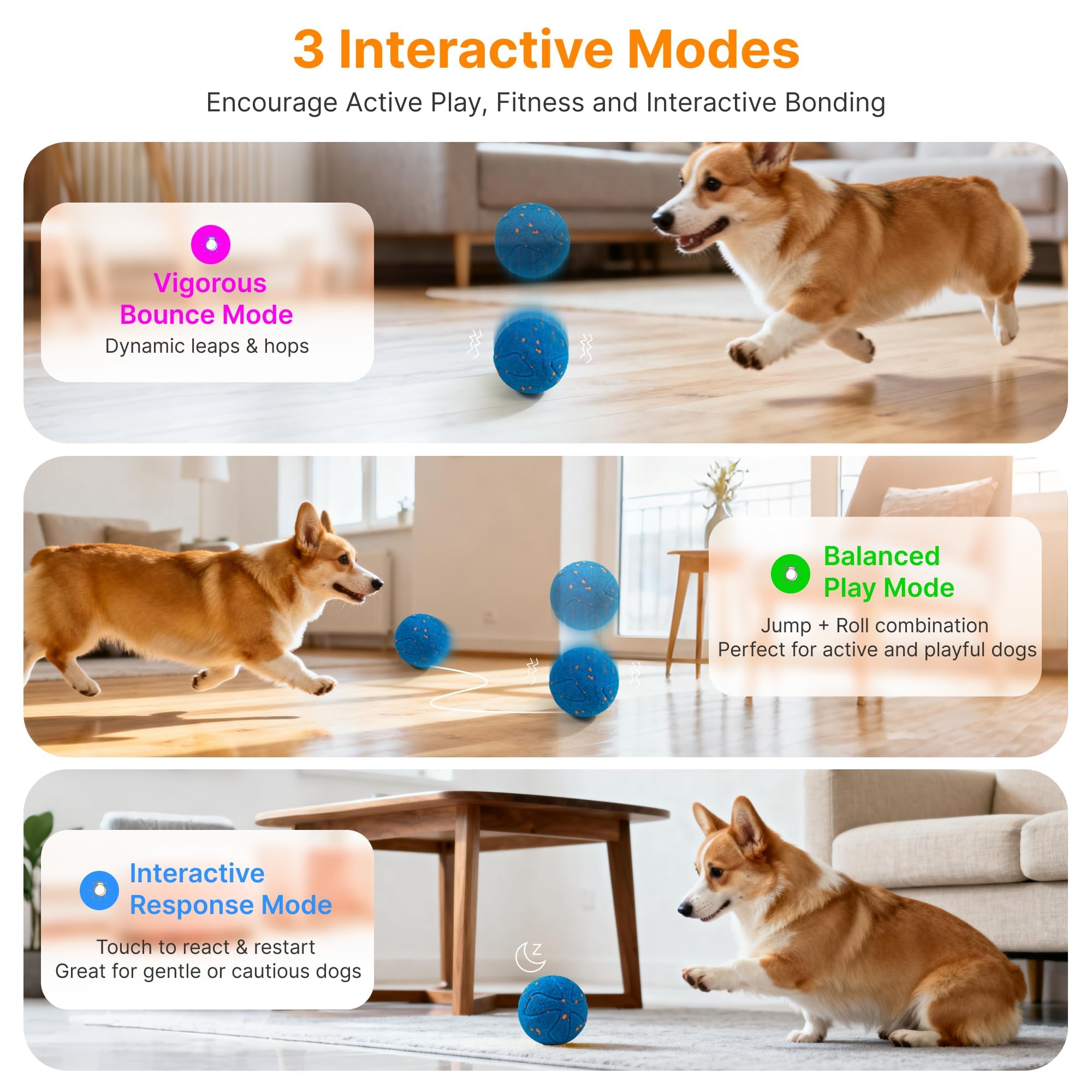 Pubialo bola interactiva para perros con luz azul, perfecto para juego independiente.