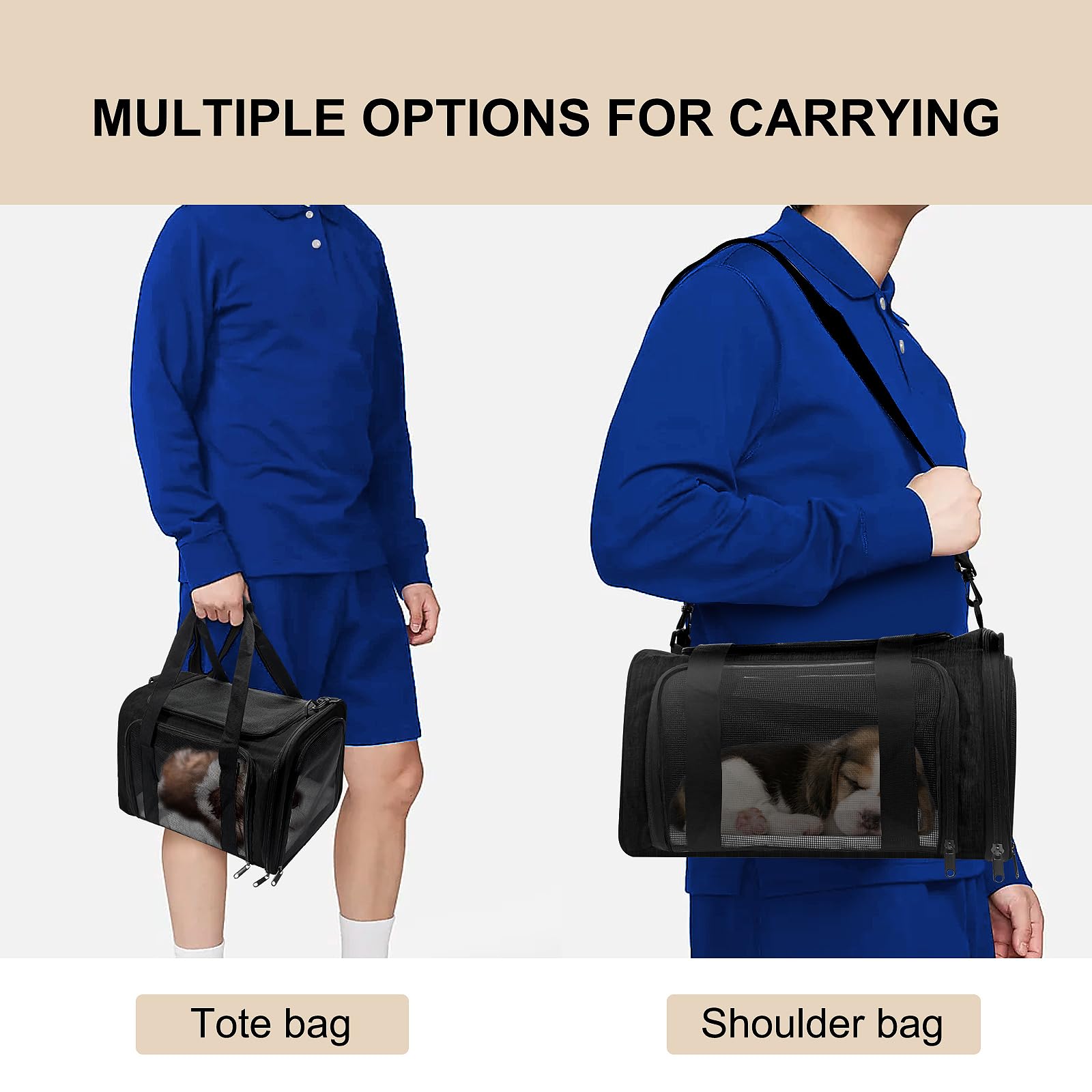 Pucewmy dog carrier pet inside car demonstrates safe transport during travel.