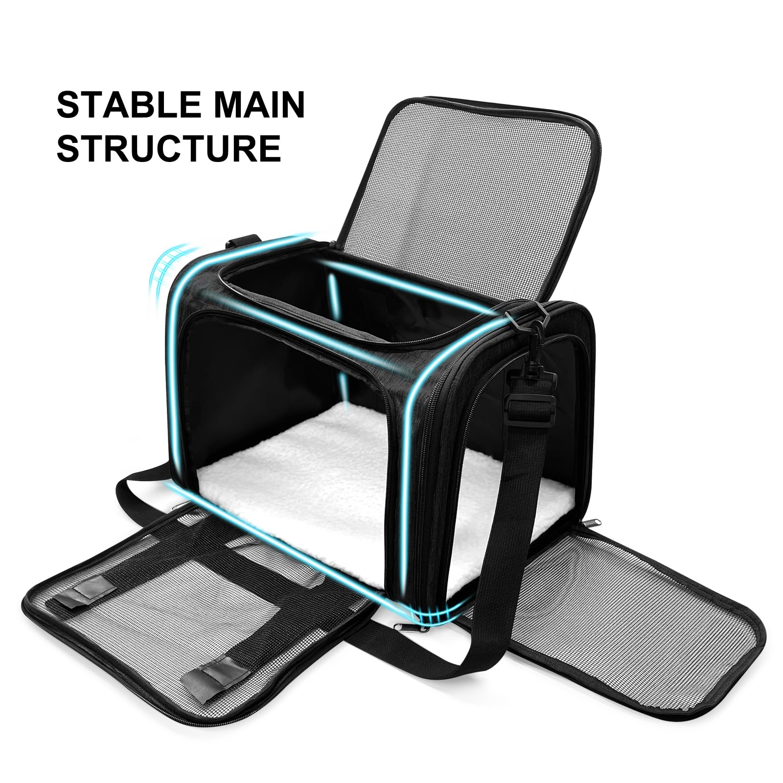 Pucewmy dog carrier removable mat offers a washable surface for quick cleaning.