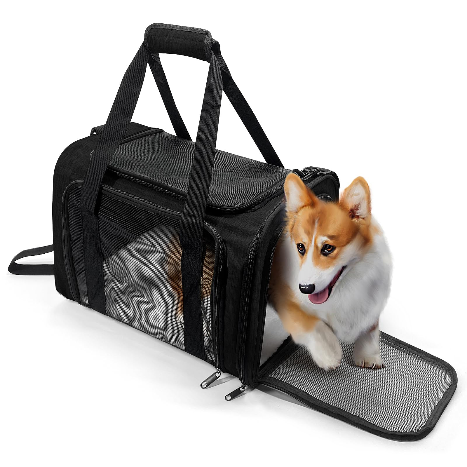 Pucewmy dog carrier top view shows compact travel-friendly design for on-the-go pets.