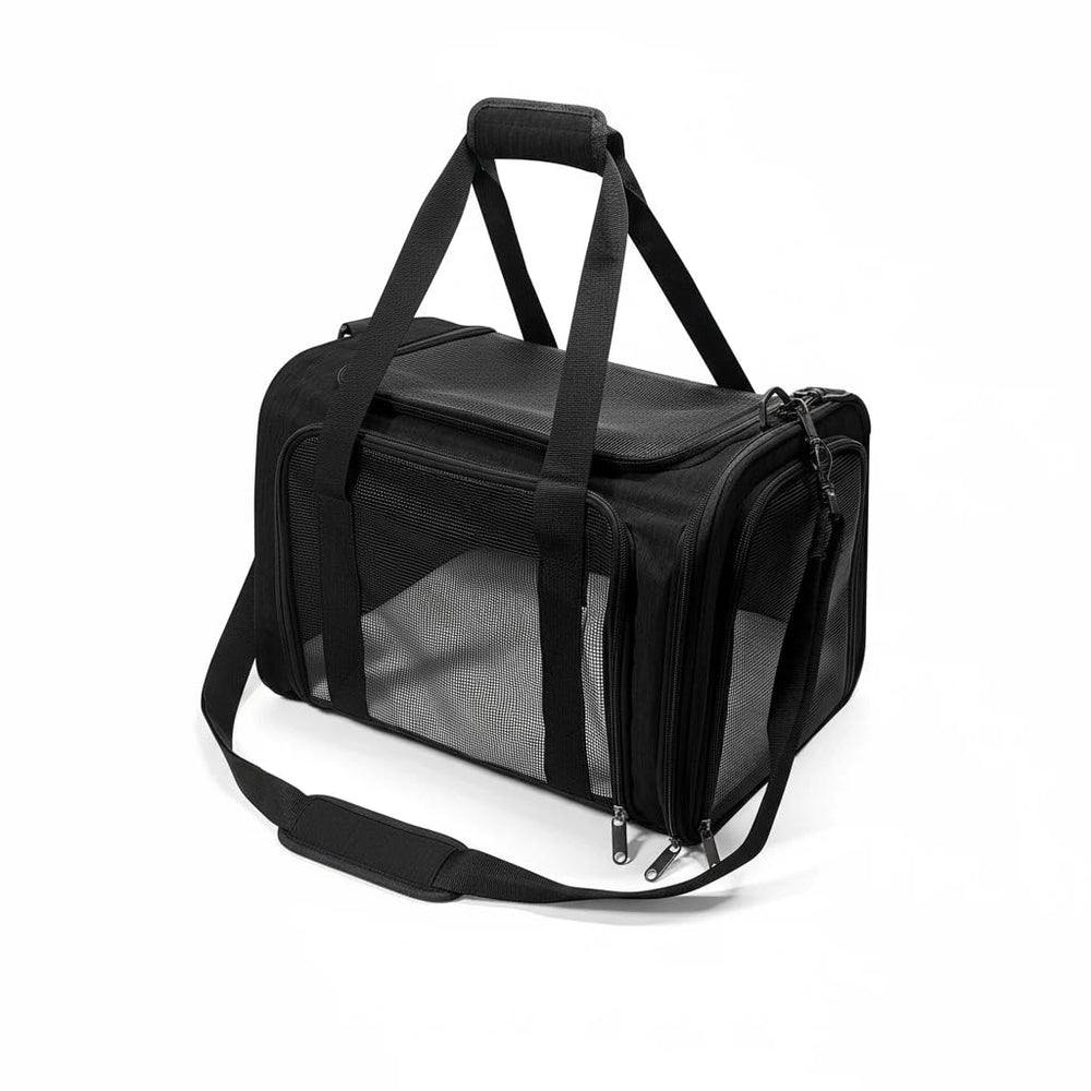 Pucewmy dog carrier ventilated mesh provides airflow and easy pet visibility during journeys.
