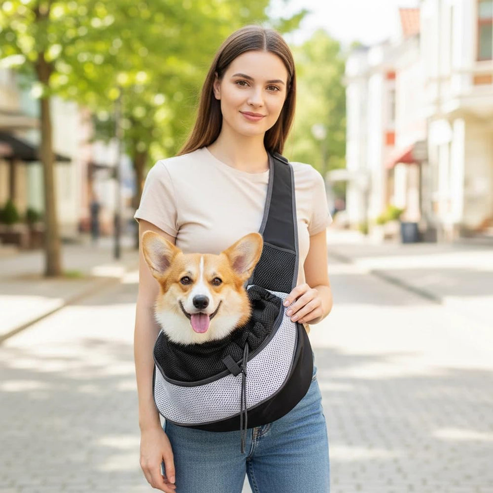PUCEWMY dog sling carrier safety closure demonstrates secure design.