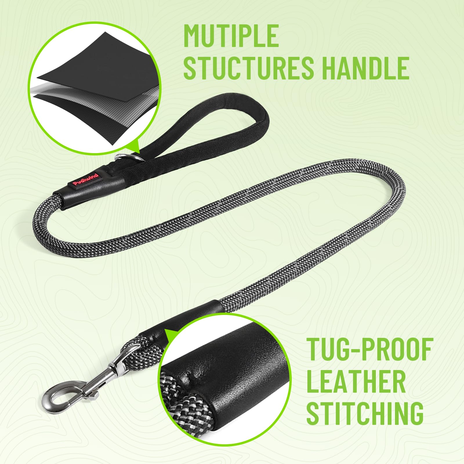 Pudiwind four-foot length for controlled walks in crowds