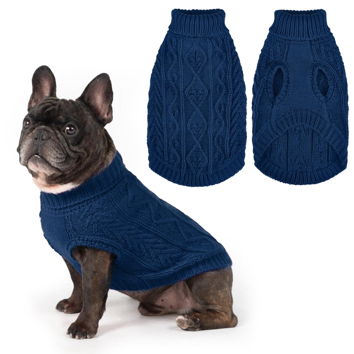 PUPTECK dog sweater with turtleneck warm knit for cold-weather outings.