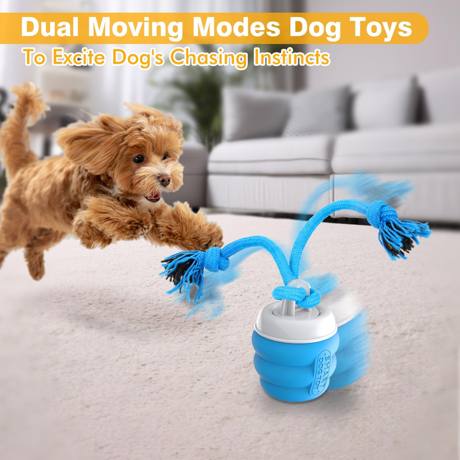 PUHOHUN dog ball blue automatic rest mode enables calm downtime between adventures.