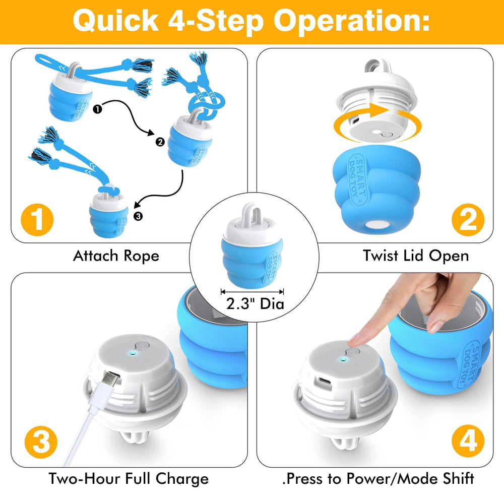 PUHOHUN dog ball blue USB charging makes extended play sessions convenient.