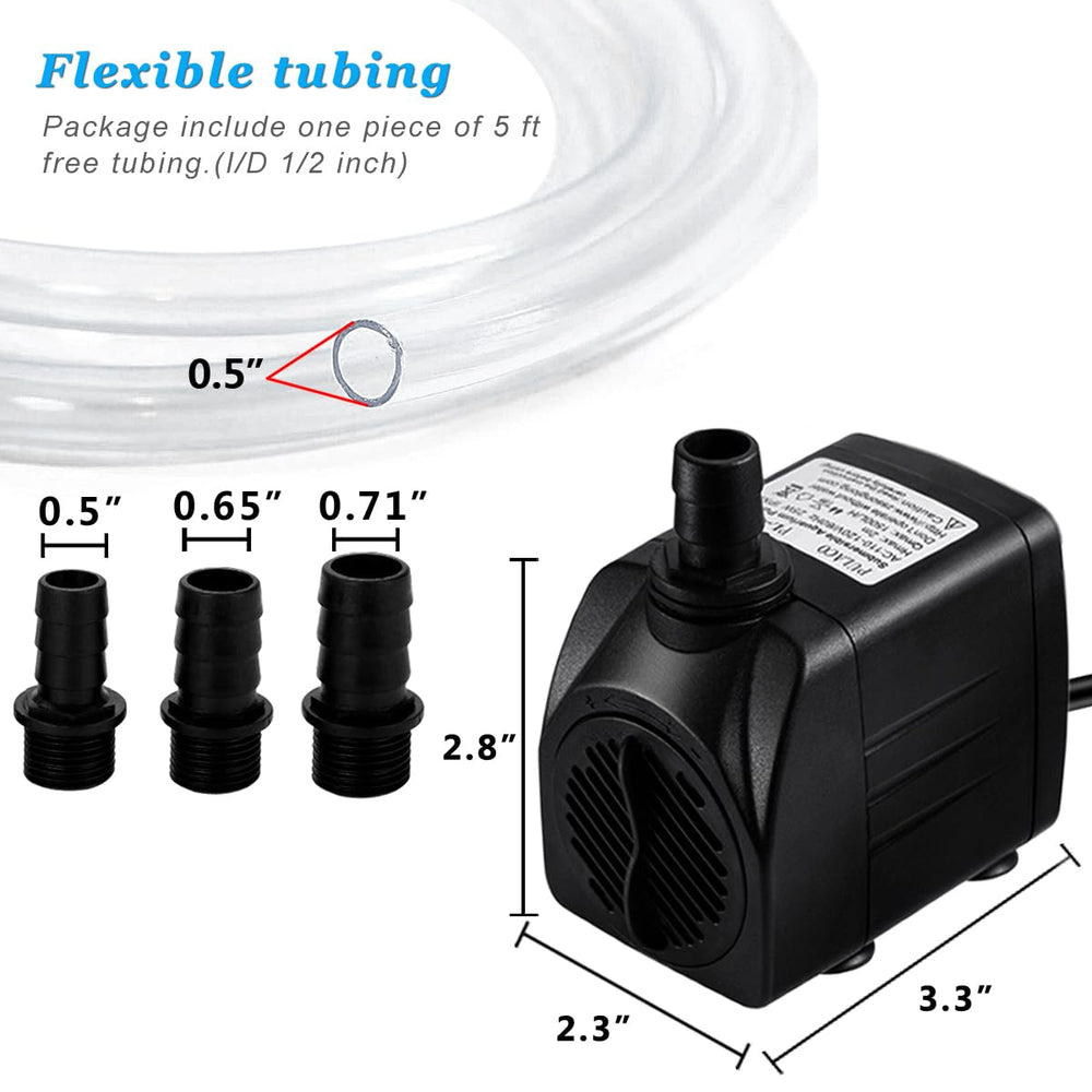Pulaco pump with 5ft tubing assembly for flexible installation