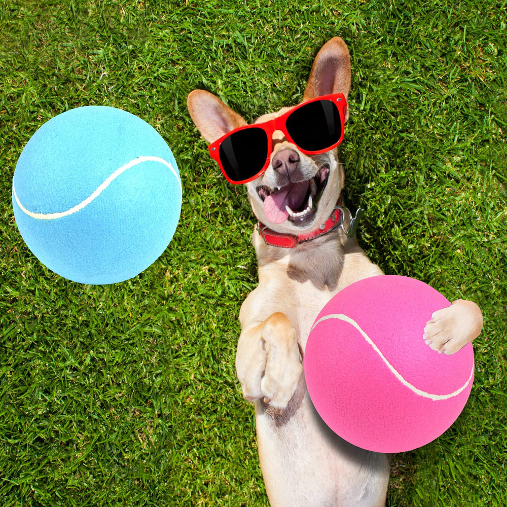 PULEEBO giant tennis ball pack with pump, convenient inflation for play.