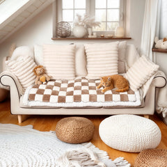PulseFay dog couch cover with non-slip dots securing it on sofa