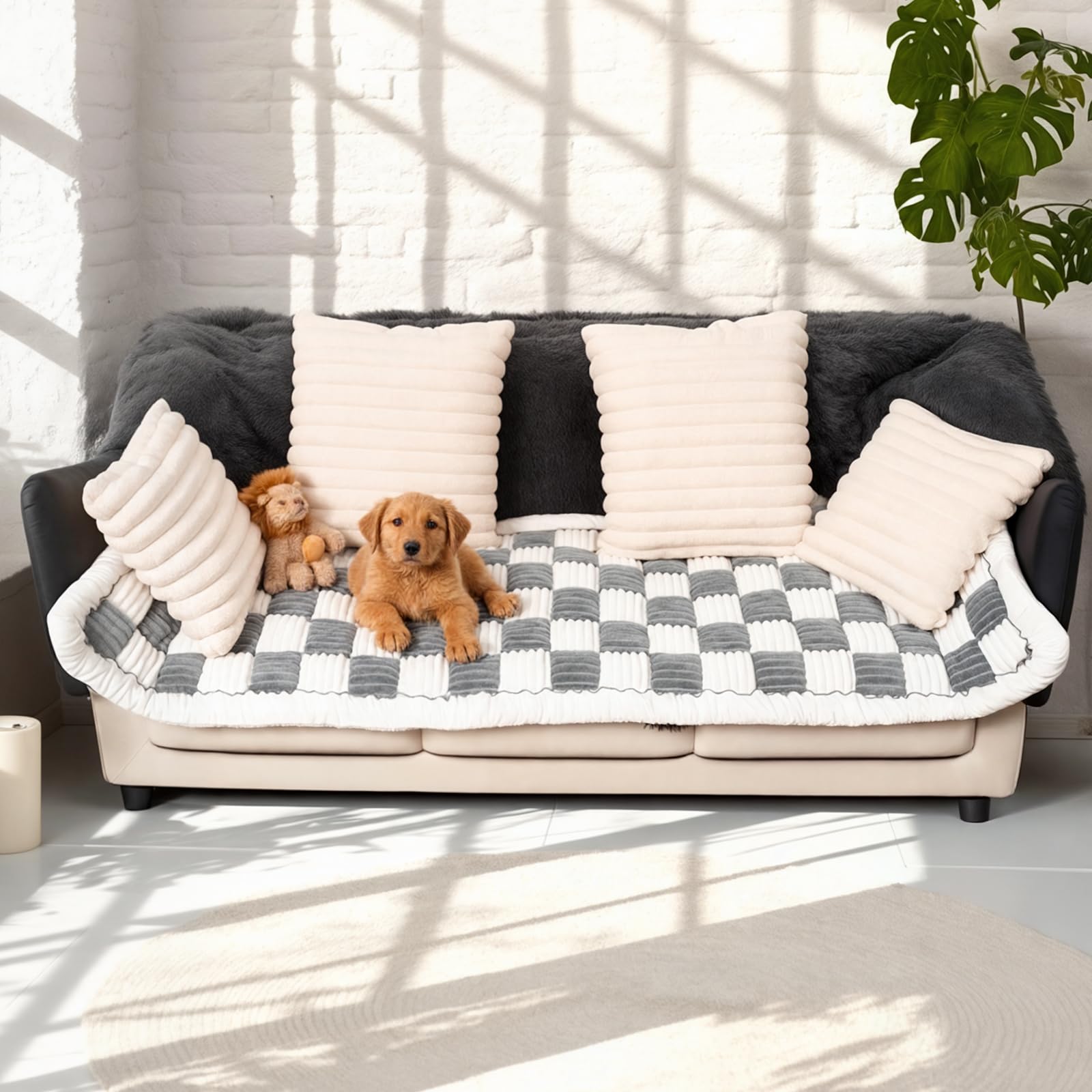 PulseFay dog couch cover velvet-soft finish for a cozy living room