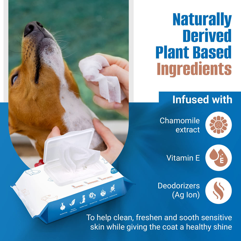 PUMBLER large thick wipes for paws, face, and coat during quick cleanups