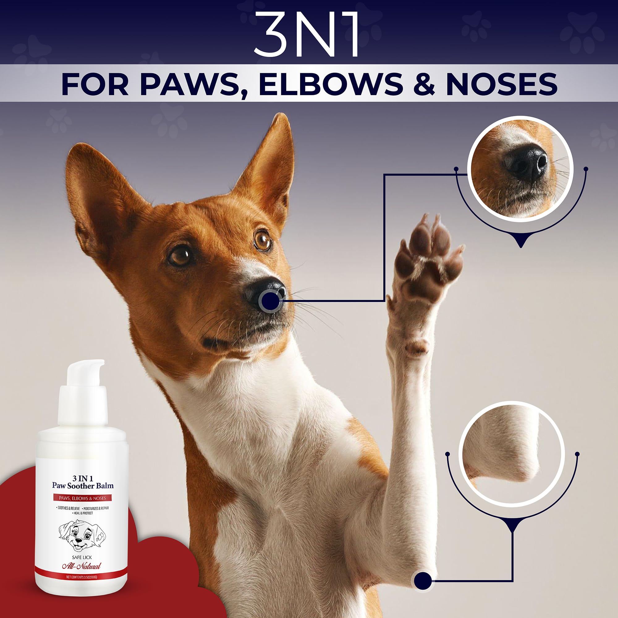 PUMBLER 3-in-1 care for paws, nose, and elbows in use.