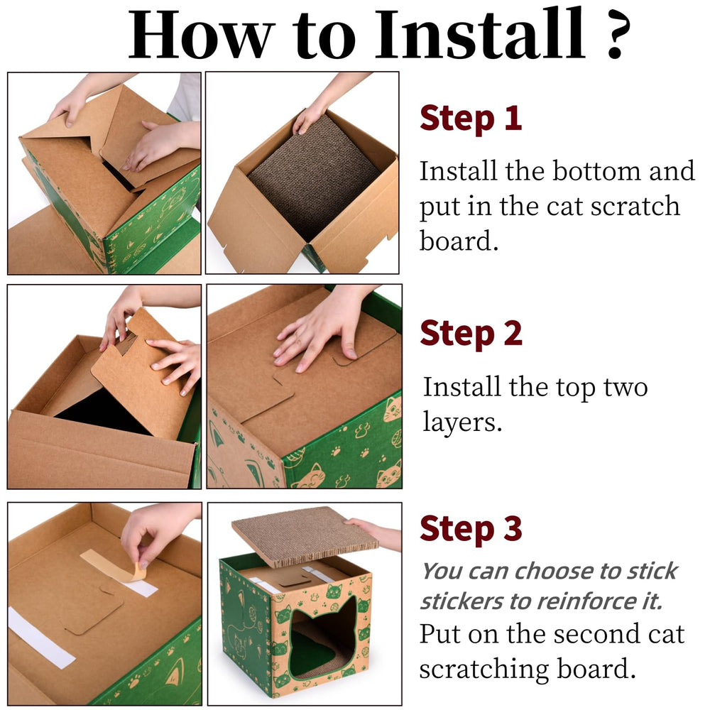 Pumtus cardboard cat houses four windows let cats observe surroundings