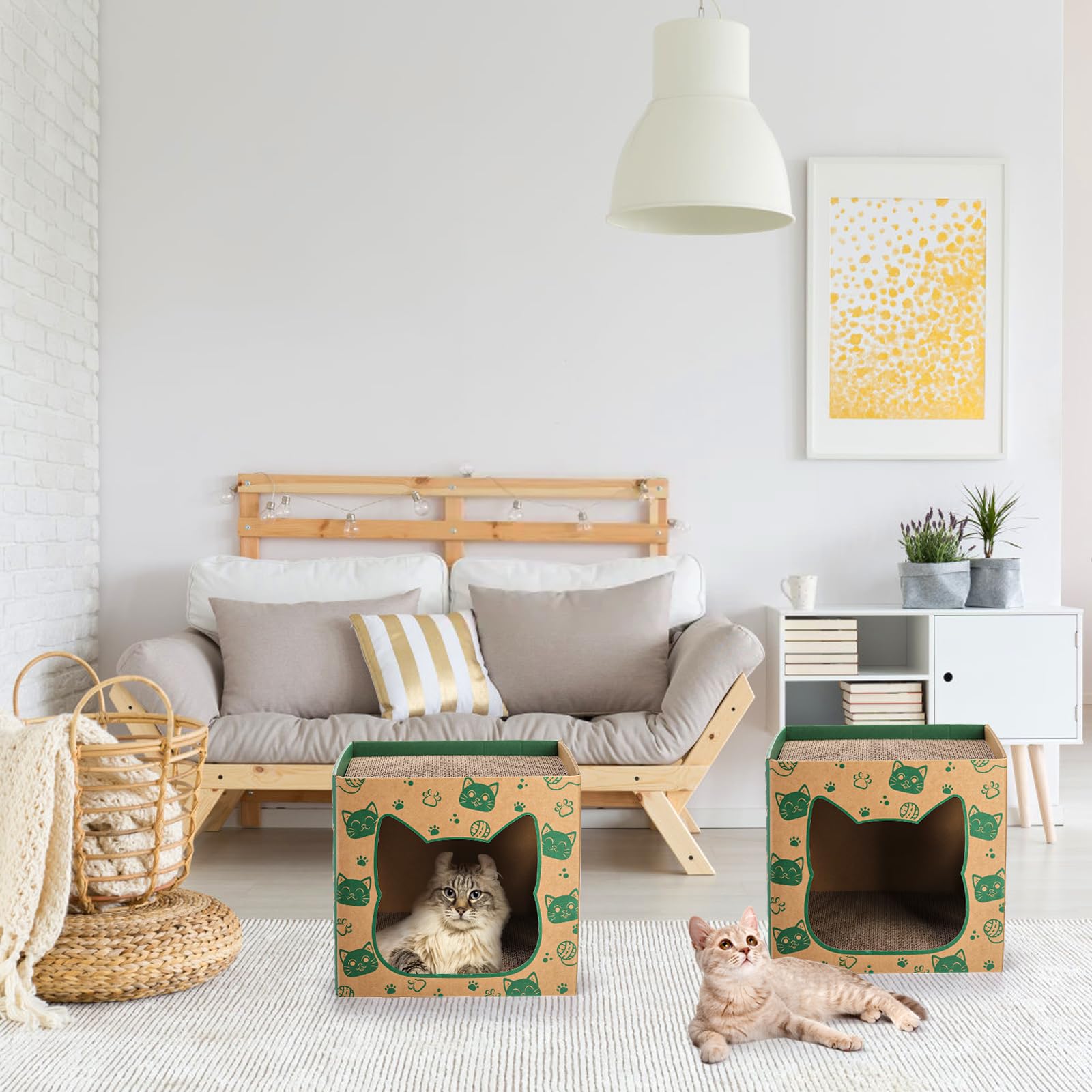 Pumtus indoor cat condo helps protect furniture by offering scratching outlets