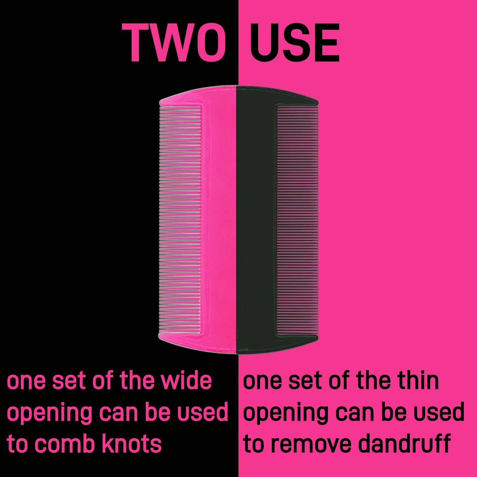 Pumtus dense-to-sparse teeth help remove dandruff, fleas, and loose fur.