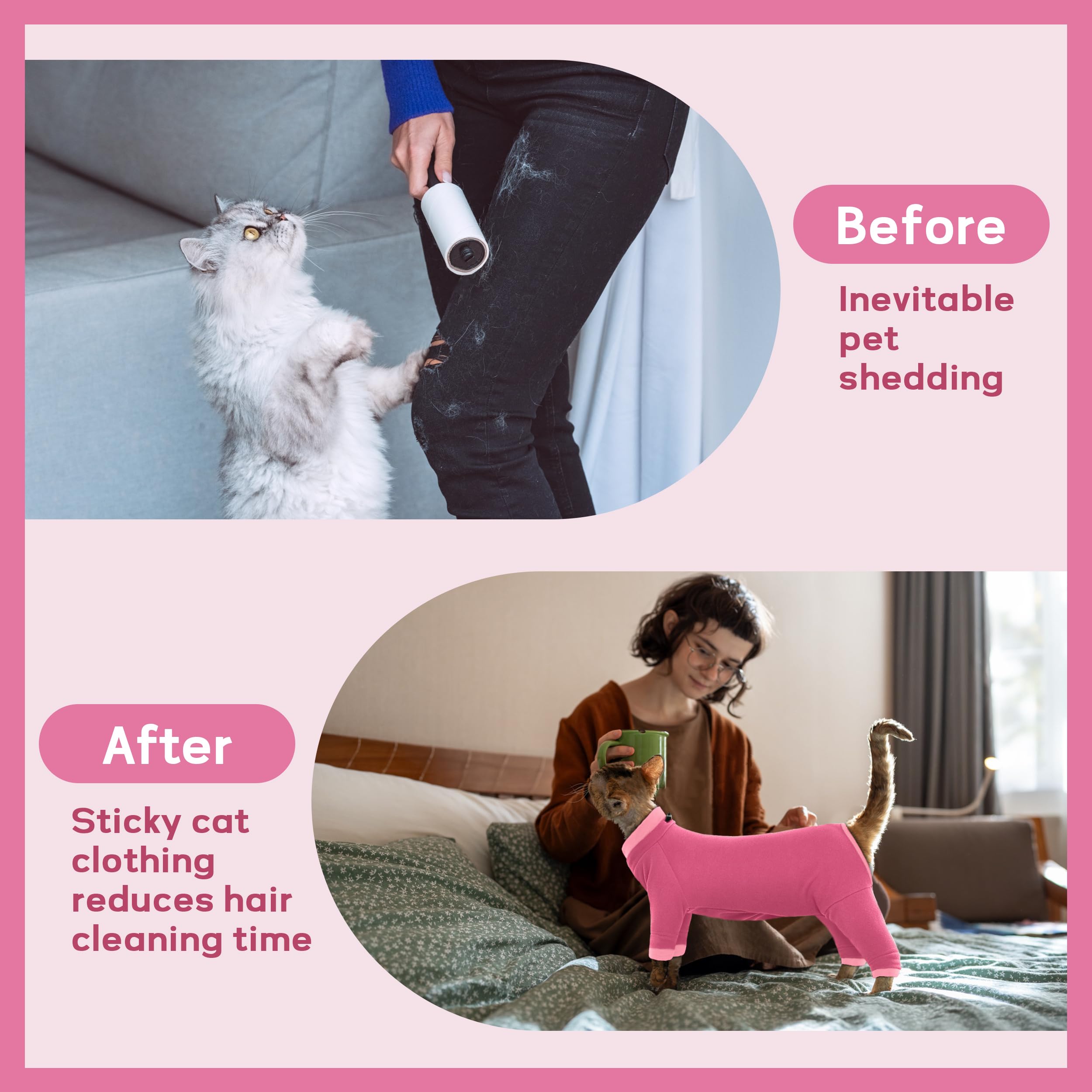 PUMYPOREITY cat hair sticky sweater on-cat demonstrates easy put-on fit