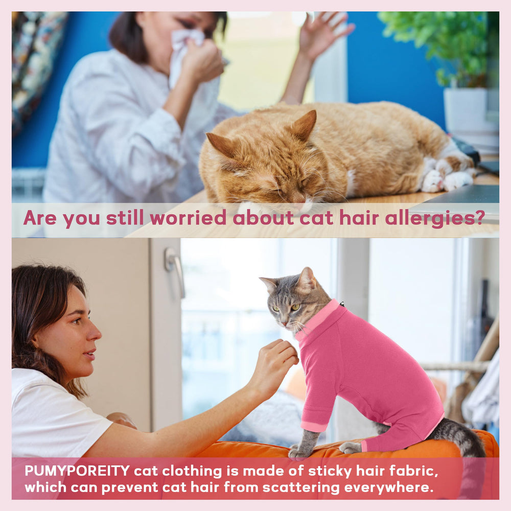 PUMYPOREITY cat hair sticky sweater side-view keeps shedding contained during play