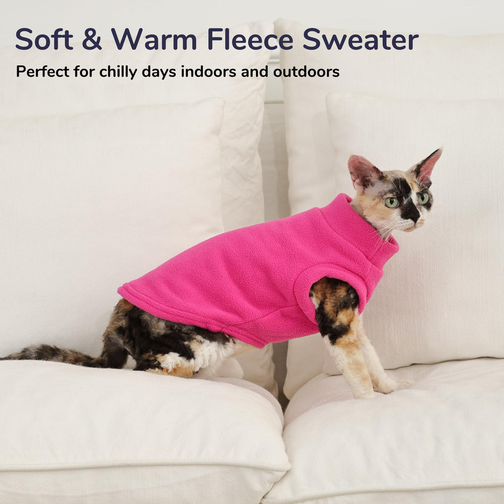 PUMYPOREITY cat sleeveless vest fit image highlights easy-on and flexible movement.