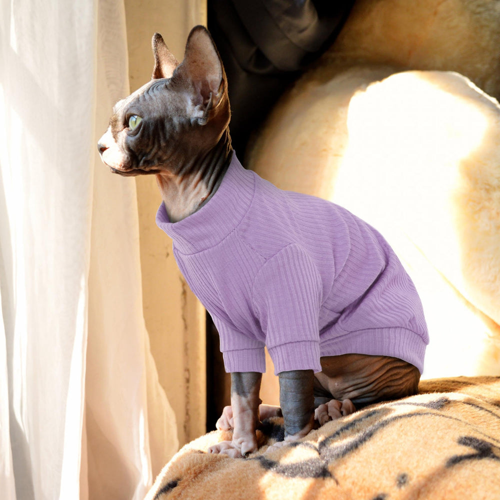 PUMYPOREITY cat shirt purple, sun protection coverage for hairless cats