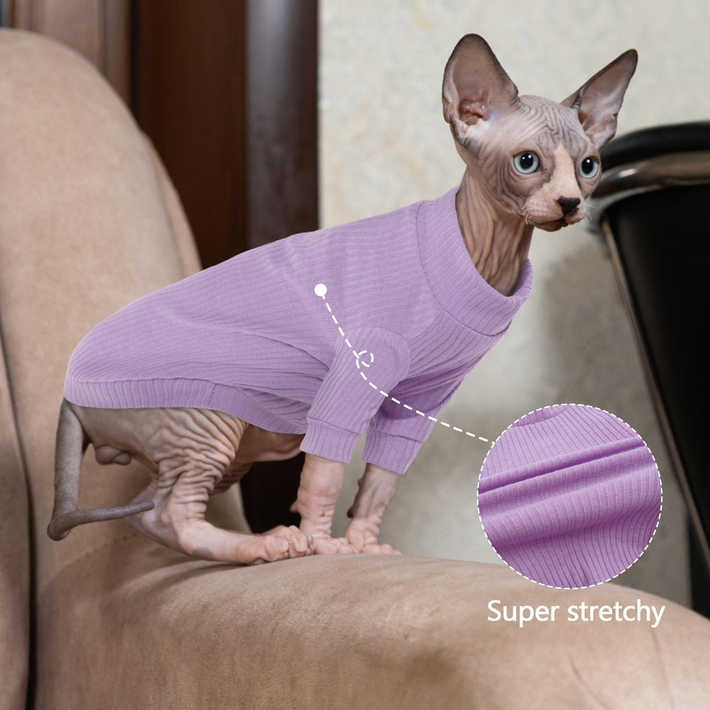 PUMYPOREITY cat sweater purple, allergy barrier for sensitive skin—front view