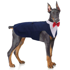 PUMYPOREITY dog tuxedo vest blue for formal events and photoshoots.
