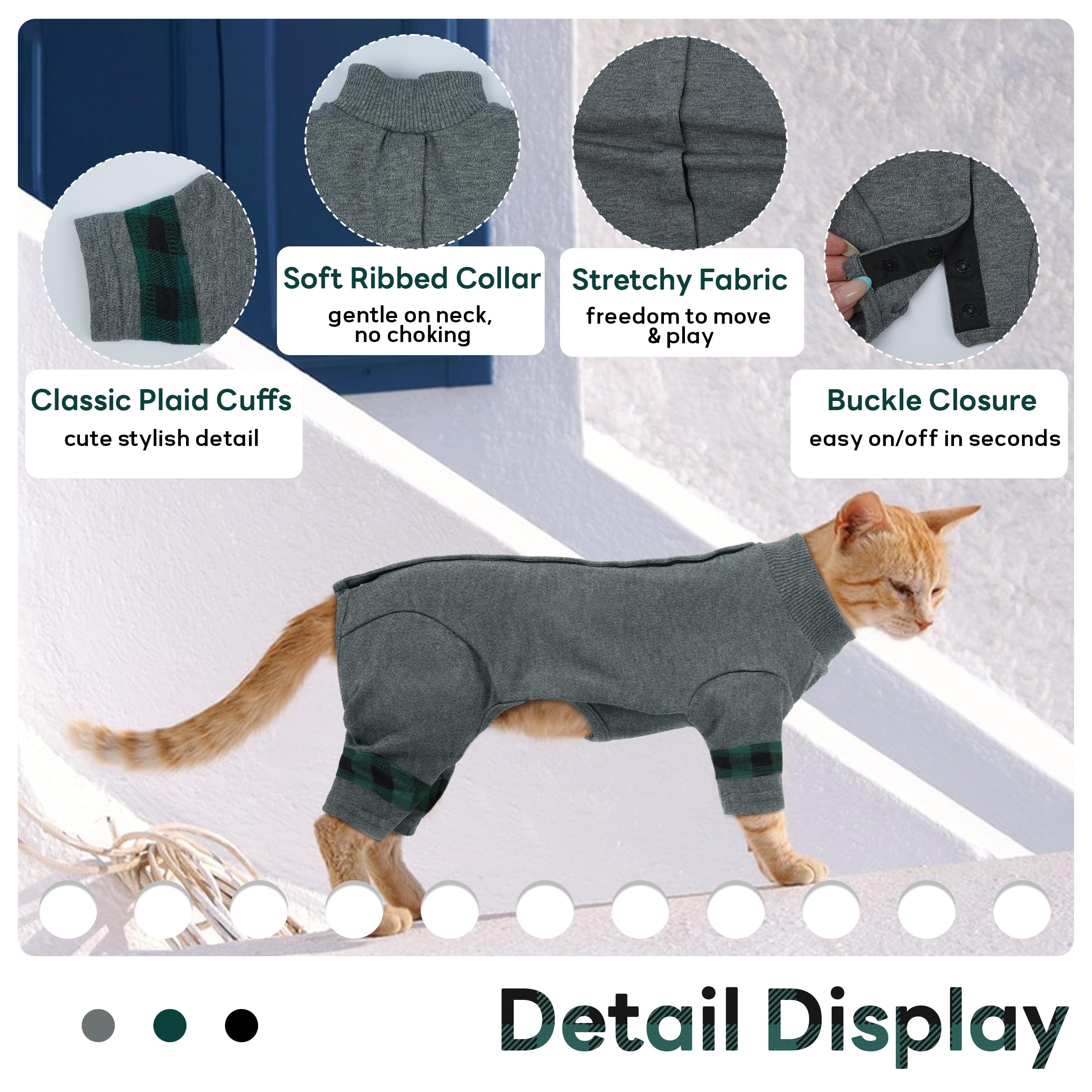 PUMYPOREITY stretchable-cat-sweater promotes comfortable movement during recovery.