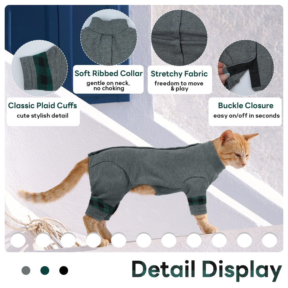 PUMYPOREITY stretchable-cat-sweater promotes comfortable movement during recovery.