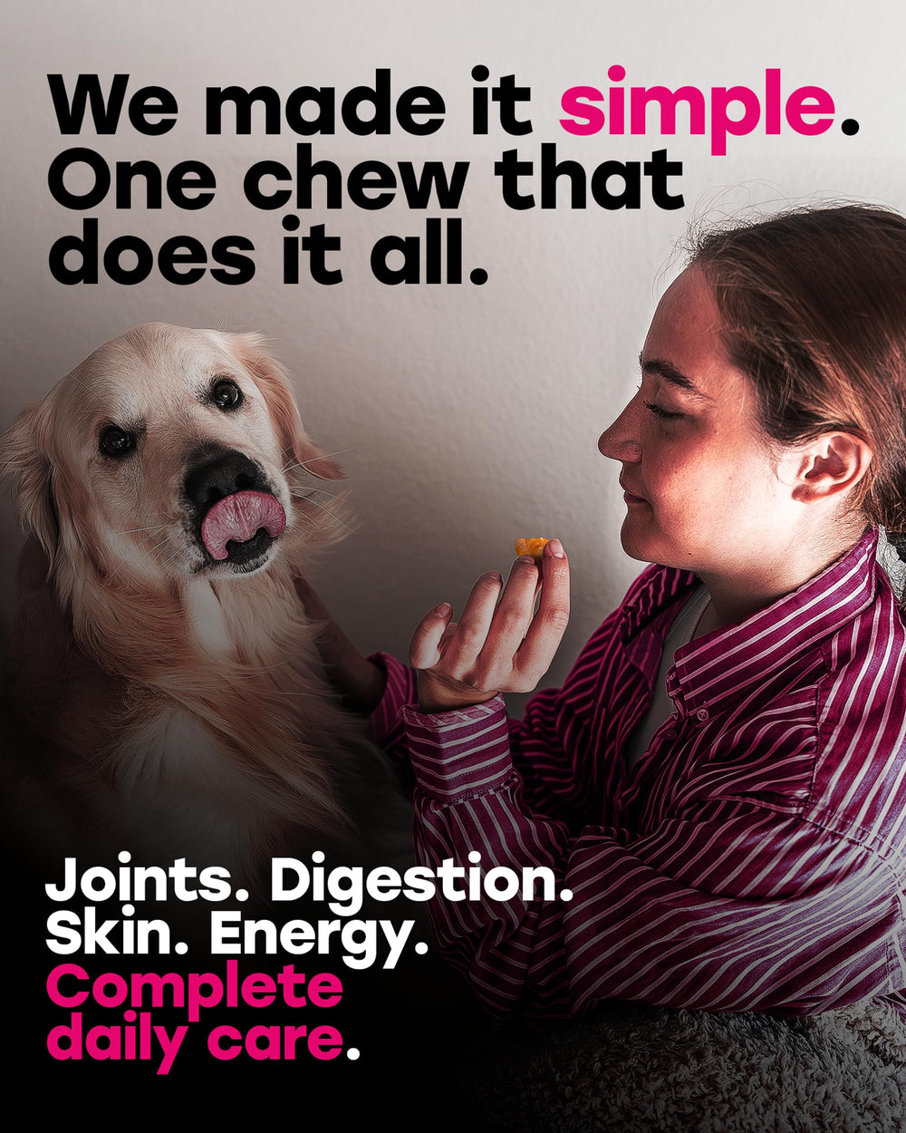 Pup Choice digestion and gut health chews promote balanced tummy comfort.