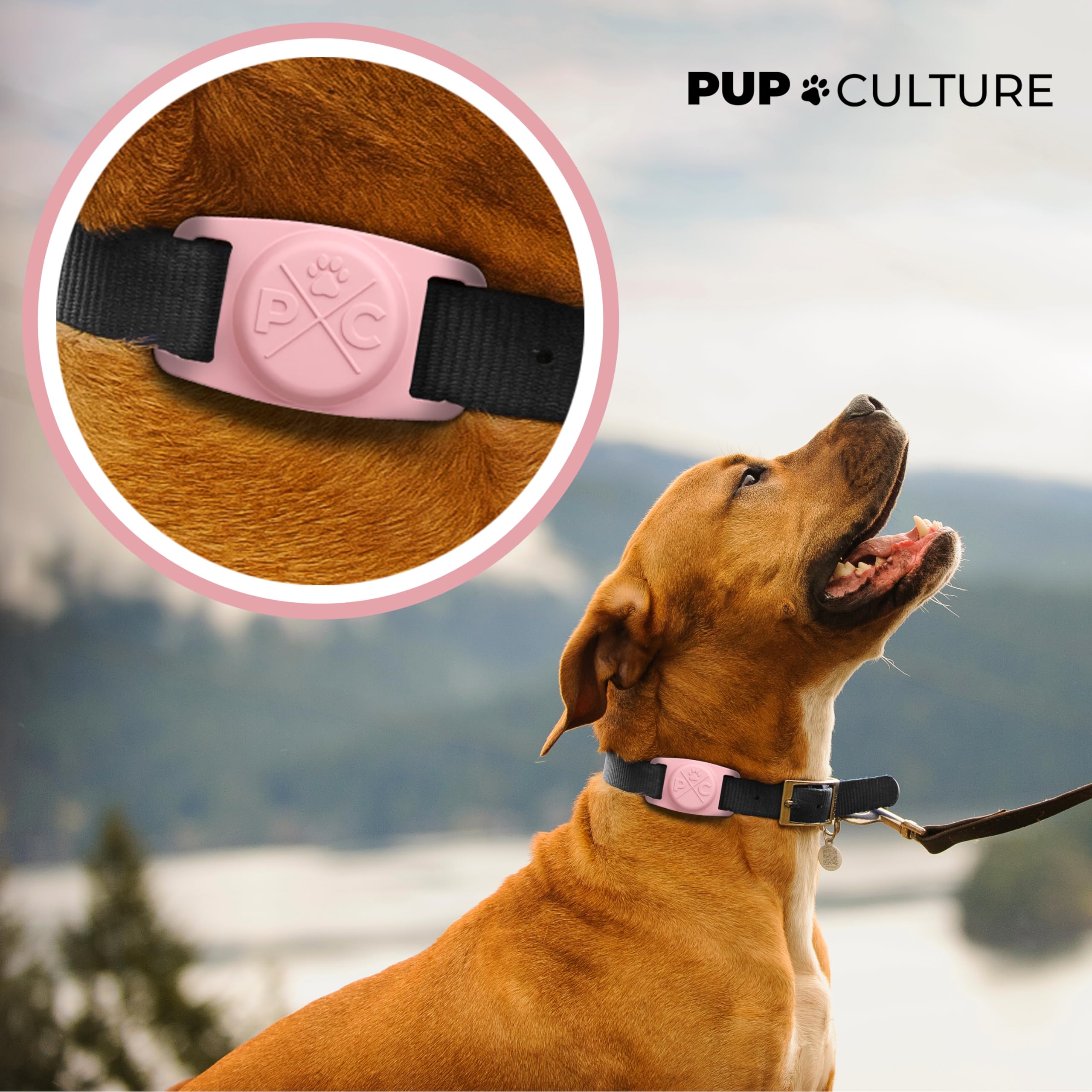 Pup Culture AirTag Collar durable silicone shell close-up showing protection.