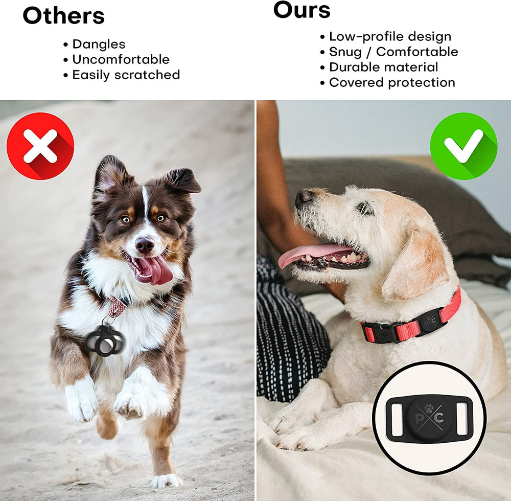 Pup Culture AirTag Collar in use with iPhone live tracking for real-time updates.