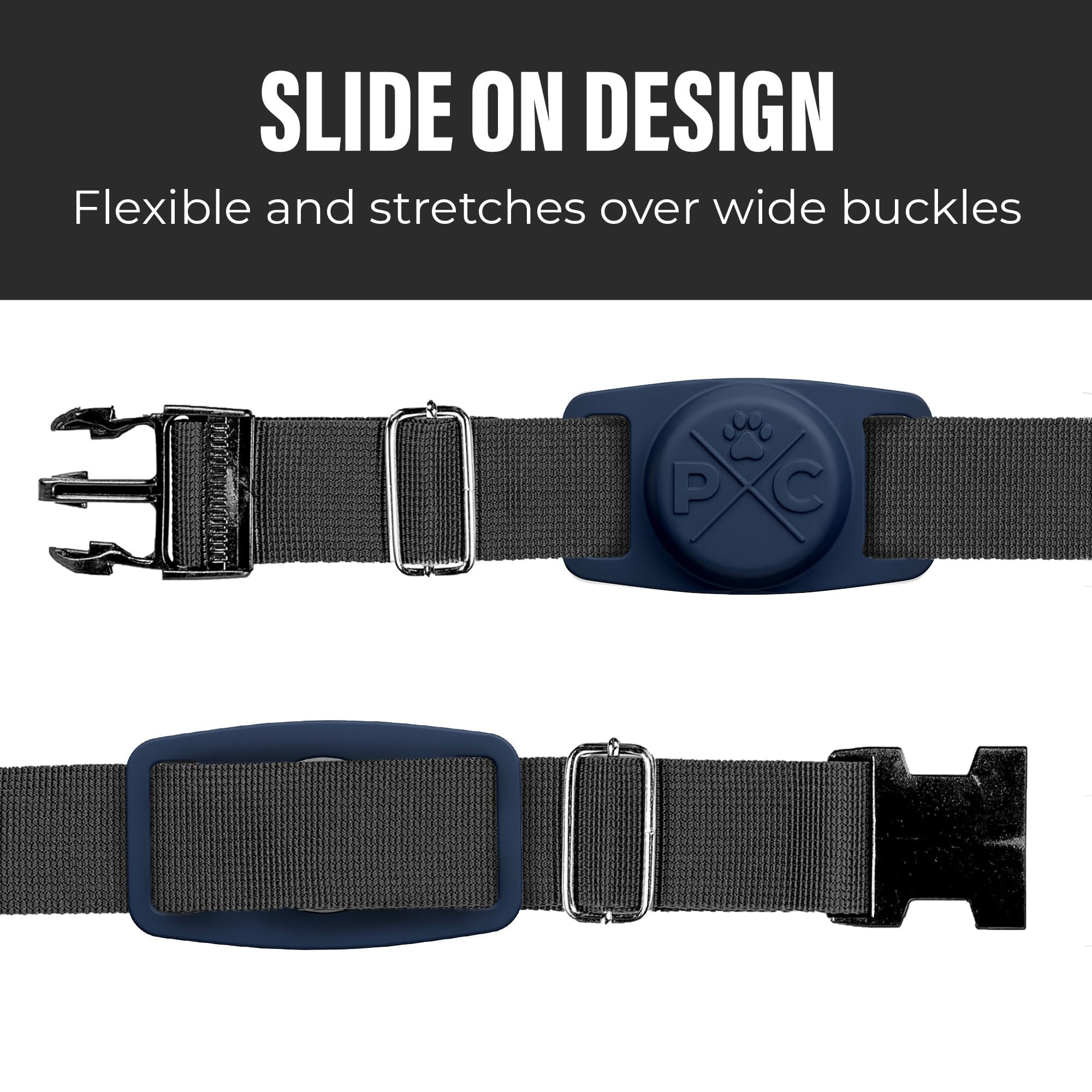 Pup Culture AirTag dog collar holder blue—durable tracking during splashes.