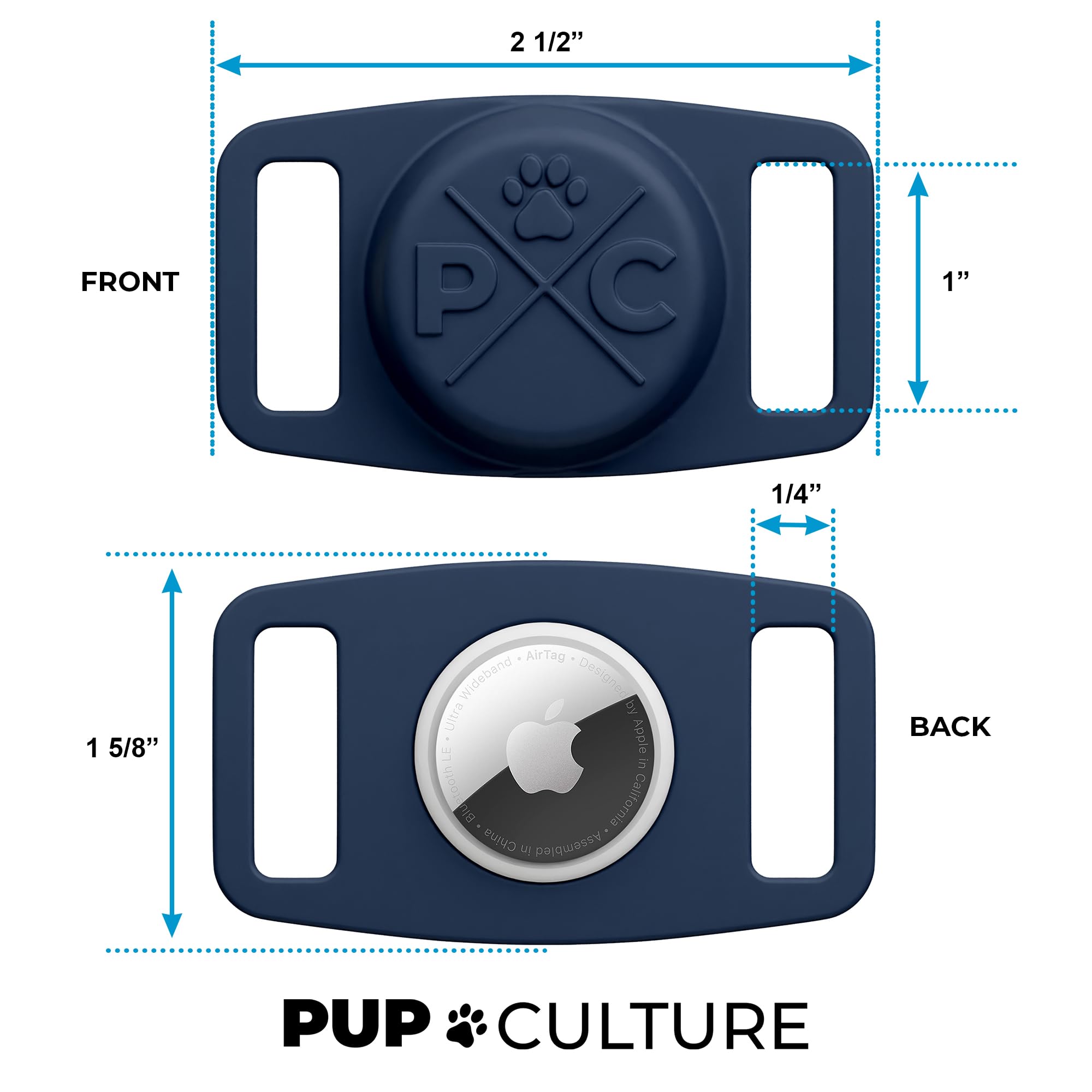 Pup Culture AirTag dog collar holder purple—AirTag protection during play.