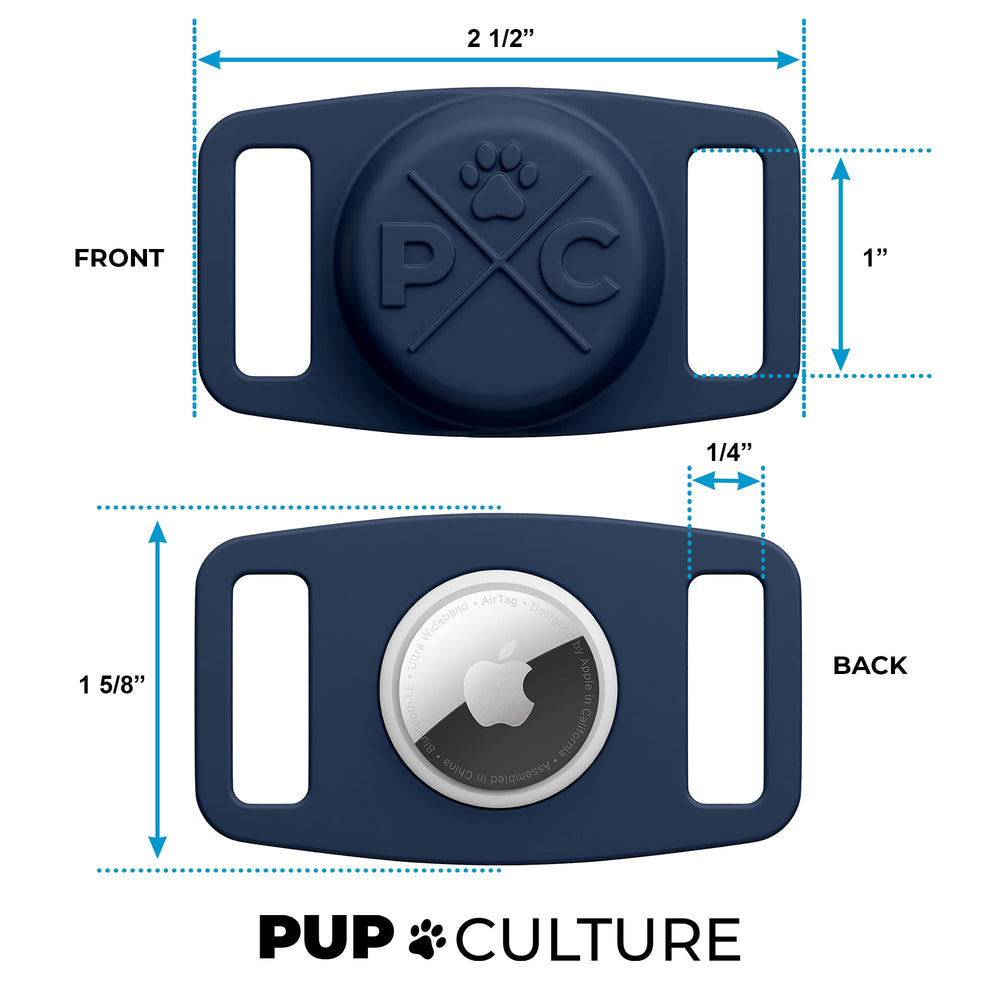 Pup Culture AirTag dog collar holder purple—AirTag protection during play.
