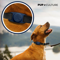 Pup Culture AirTag dog collar holder teal—reliable real-time location updates.