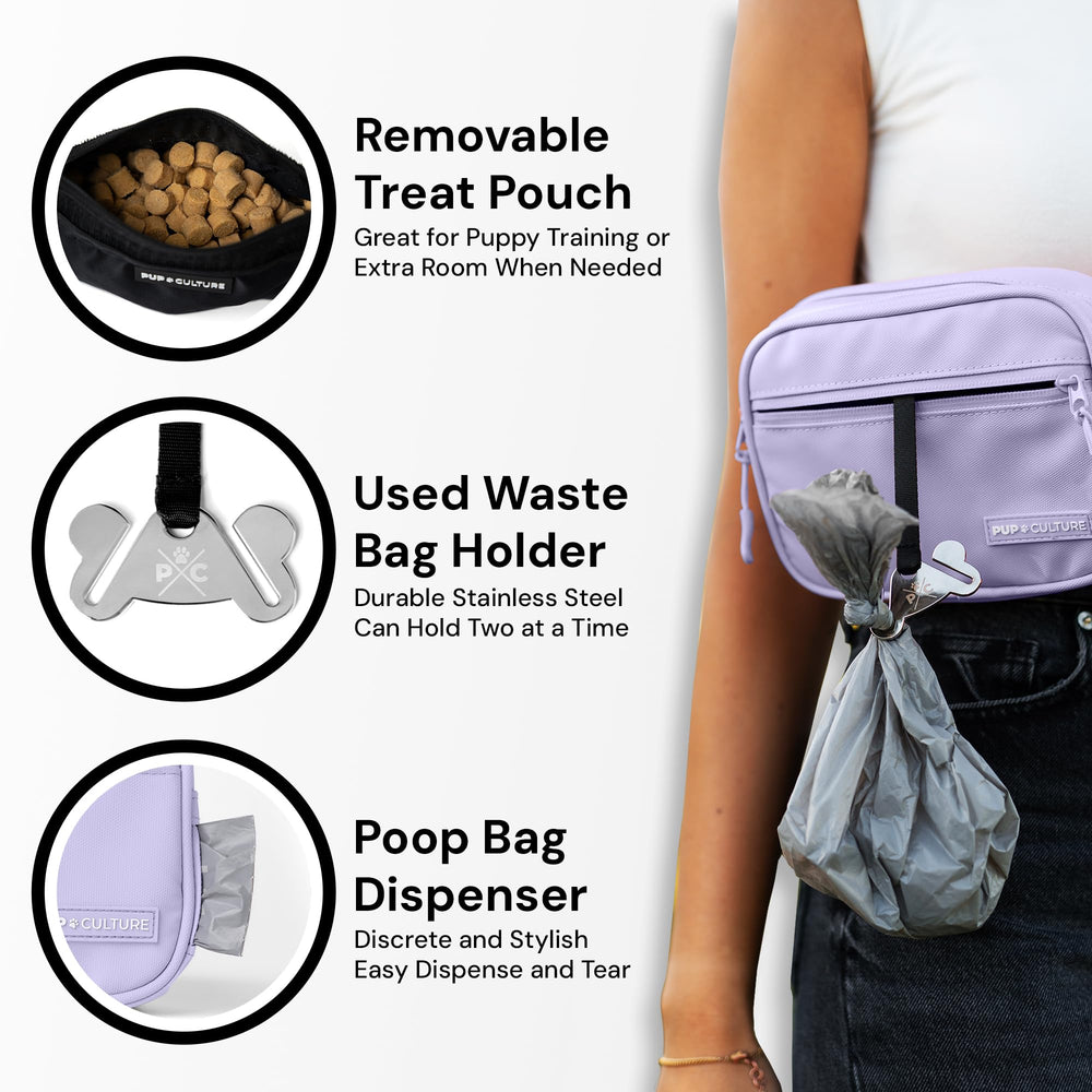 Pup Culture chic dog walking bag blends style with practical training tools.